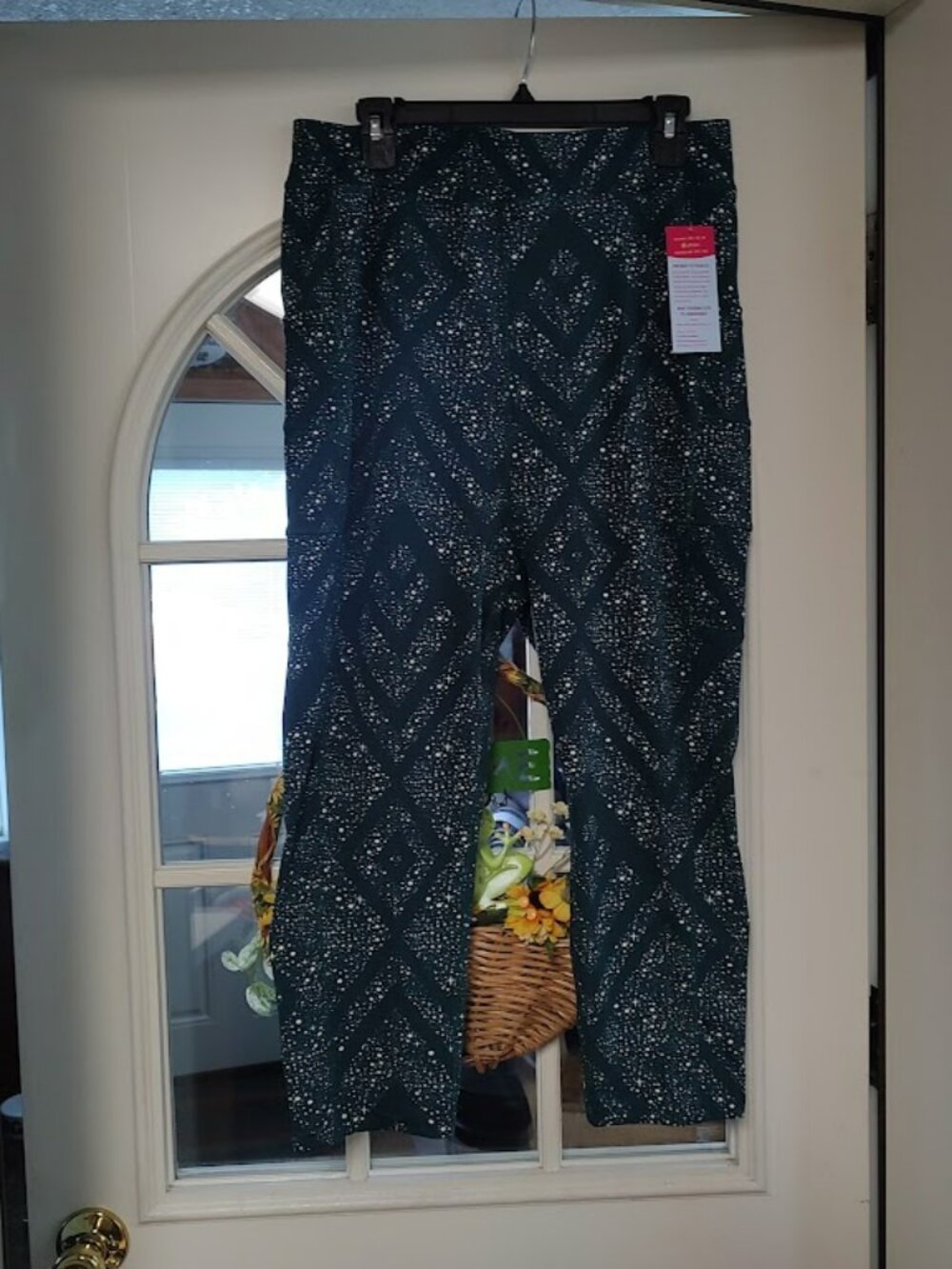 New Pop Fit Green Colored White Designed High Rise Leggings Size Women's 2XL